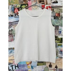White Vintage Crewneck Sleeveless Boxy Tank Blouse S